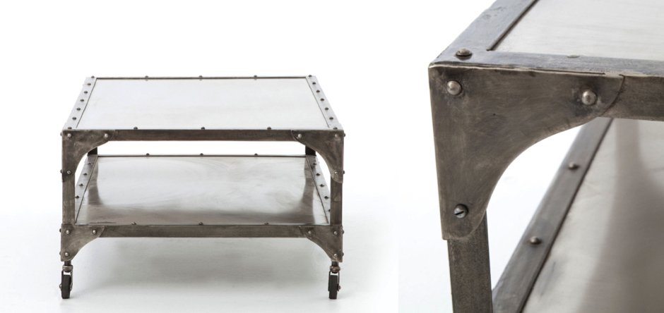 Кофейный стол Industrial Steampunk Nickel Coffee Table Кофейный стол Industrial Steampunk Nickel Coffee Table - Loft-Concept в Самаре