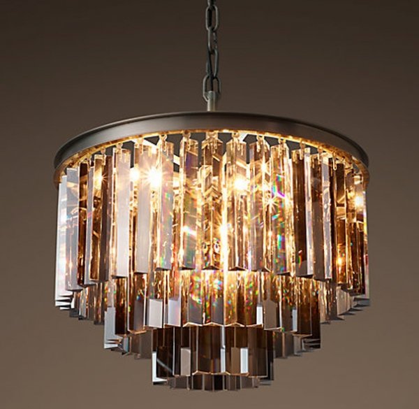 Люстра RH 1920s Odeon Smoke Glass Fringe Chandelier - 3 rings Черный в Самаре | Loft Concept 