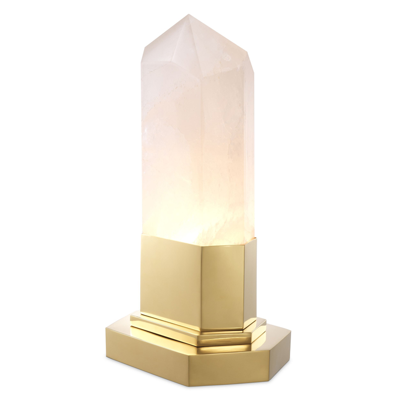 Настольная лампа Eichholtz Table Lamp Rock Crystal Золотой Молочный в Самаре | Loft Concept 