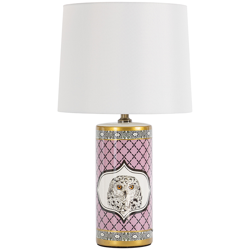 Настольная лампа Owl Collection Pink Lampshade Белый Розовый Черно-белый Золотой в Самаре | Loft Concept 