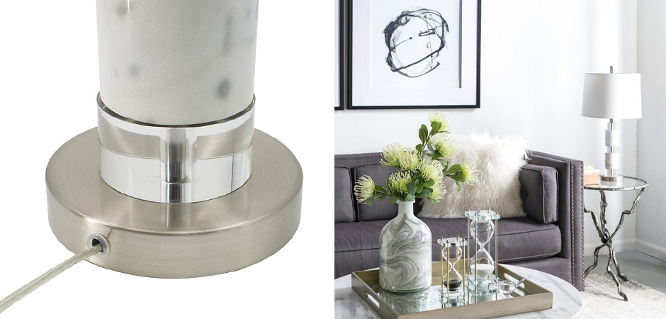 Настольная лампа с абажуром White Marble - фото №2