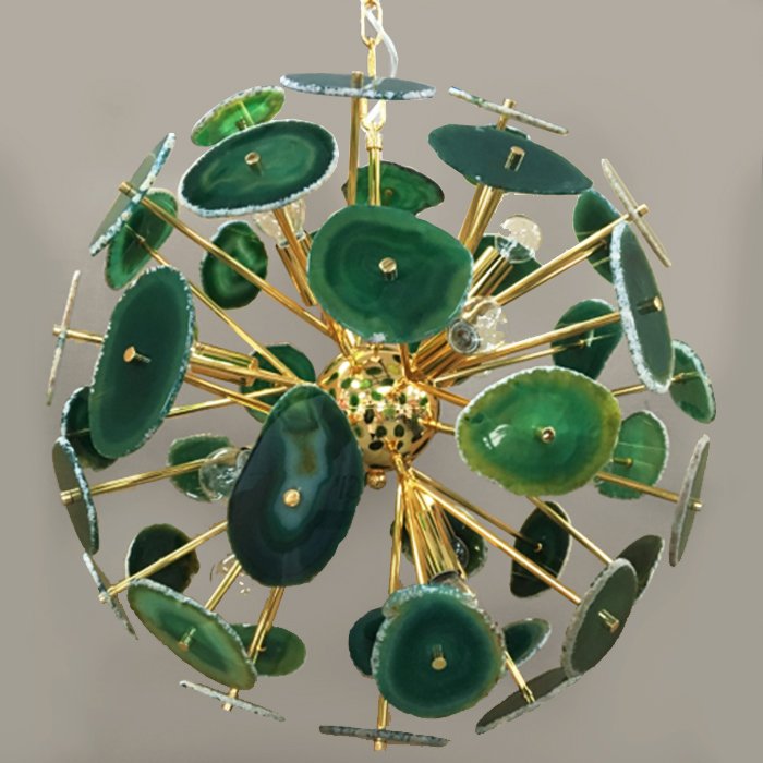 Люстра Agate Burst Chandelier Green Зеленый Золотой в Самаре | Loft Concept 