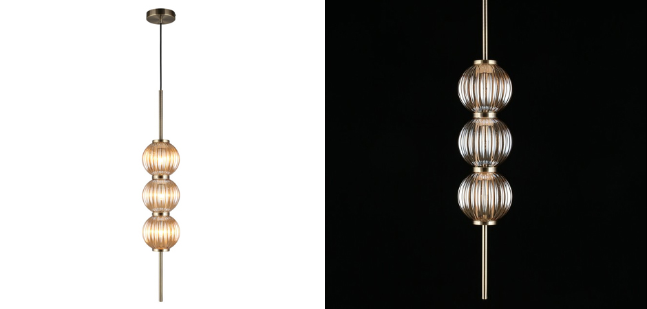 Подвесной светильник Shell Beads с янтарным стеклом Подвесной светильник Shell Beads с янтарным стеклом - Loft-Concept в Самаре