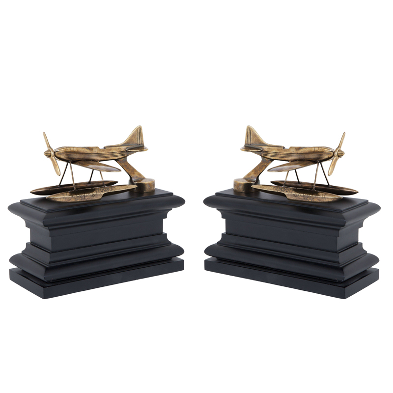 Держатель для книг Eichholtz Bookend Hydroplane set of 2 brass Латунь Античная полированная Черный в Самаре | Loft Concept 