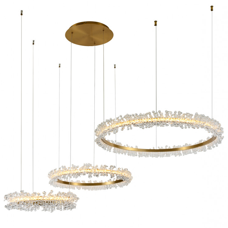 Люстра Crystal round chandelier 3 кольца Латунь Прозрачный Латунь в Самаре | Loft Concept 