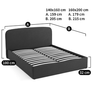 Двуспальная кровать с подъемным механизмом Mathise Bed Deep Blue в Самаре