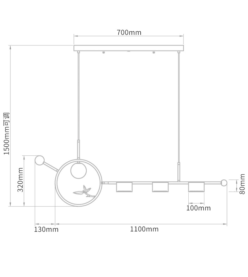 Линейный светильник Metal Wood Ring Leaf Linear Light в Самаре