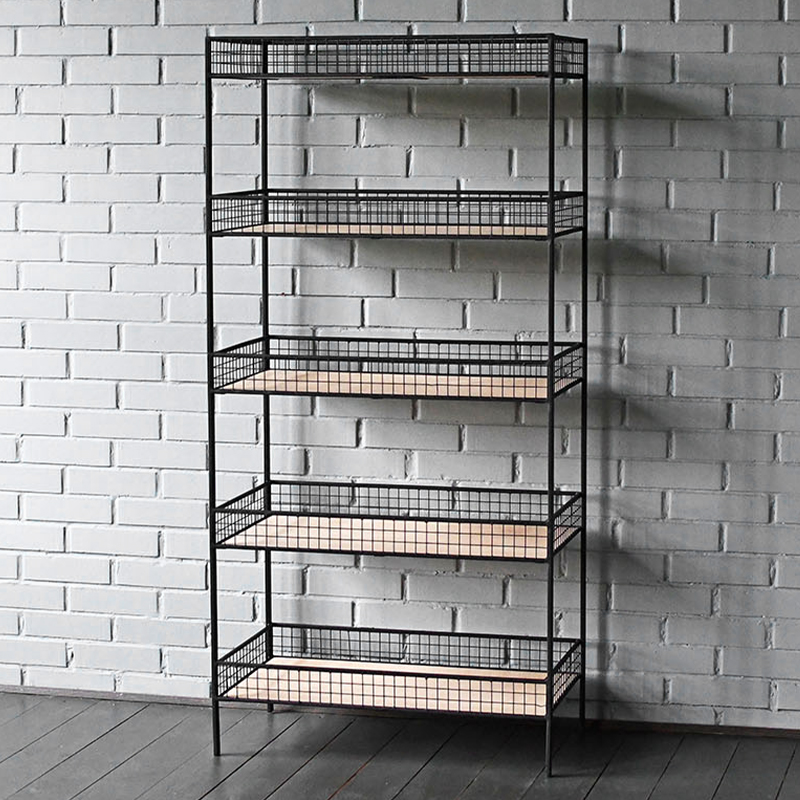 Стеллаж Keith Industrial Metal Rust Rack Черный Древесина в Самаре | Loft Concept 