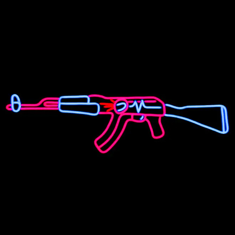 Неоновая настенная лампа Machine Gun Neon Wall Lamp Прозрачный Розовый Голубой в Самаре | Loft Concept 