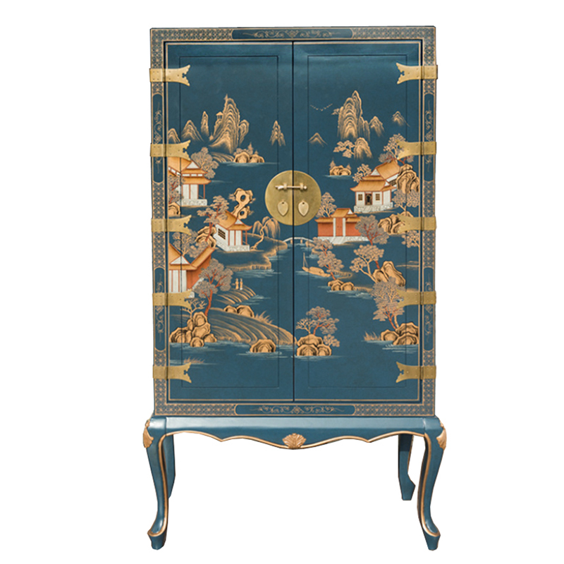 Голубой Шкаф в Китайском стиле Chinese Village Cabinet Голубой Мульти в Самаре | Loft Concept 