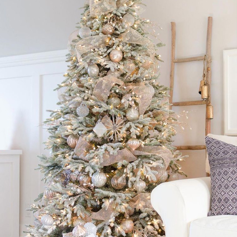 Дизайнерская Ель с Нежно-Розовым Декором Премиум Christmas Tree Pink and Silver Розовый пастельный Серебряный в Самаре | Loft Concept 