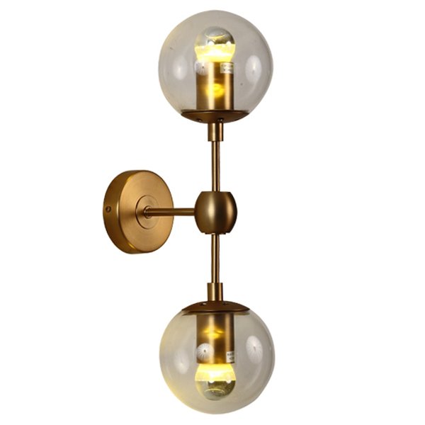 Бра Modo Sconce 2 Globes Gold Золотой Янтарь (Amber) Прозрачное Стекло в Самаре | Loft Concept 