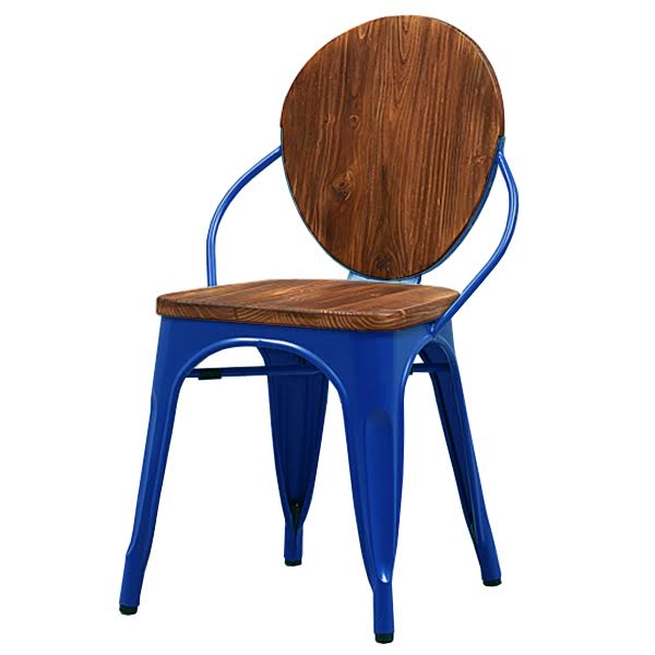 Стул Tolix chair Wooden Blue Дуб темный Синий в Самаре | Loft Concept 