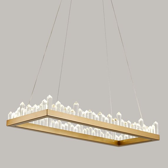 Люстра Crystal Rock Rectangle Chandelier Латунь Прозрачное Стекло в Самаре | Loft Concept 