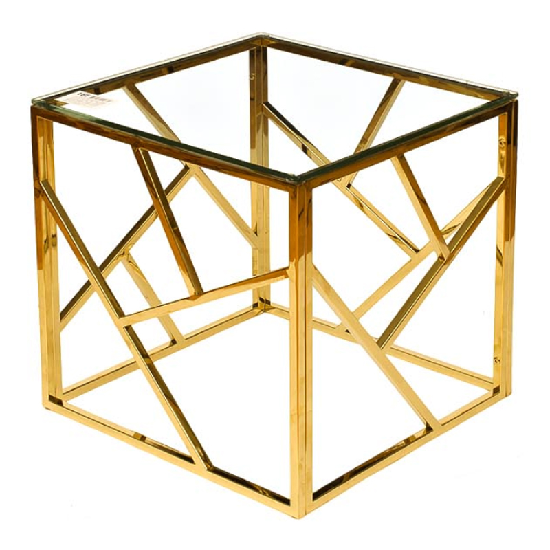 Приставной стол Serene Furnishing Gold Clear Glass Top Side Table Золотой Прозрачное Стекло в Самаре | Loft Concept 