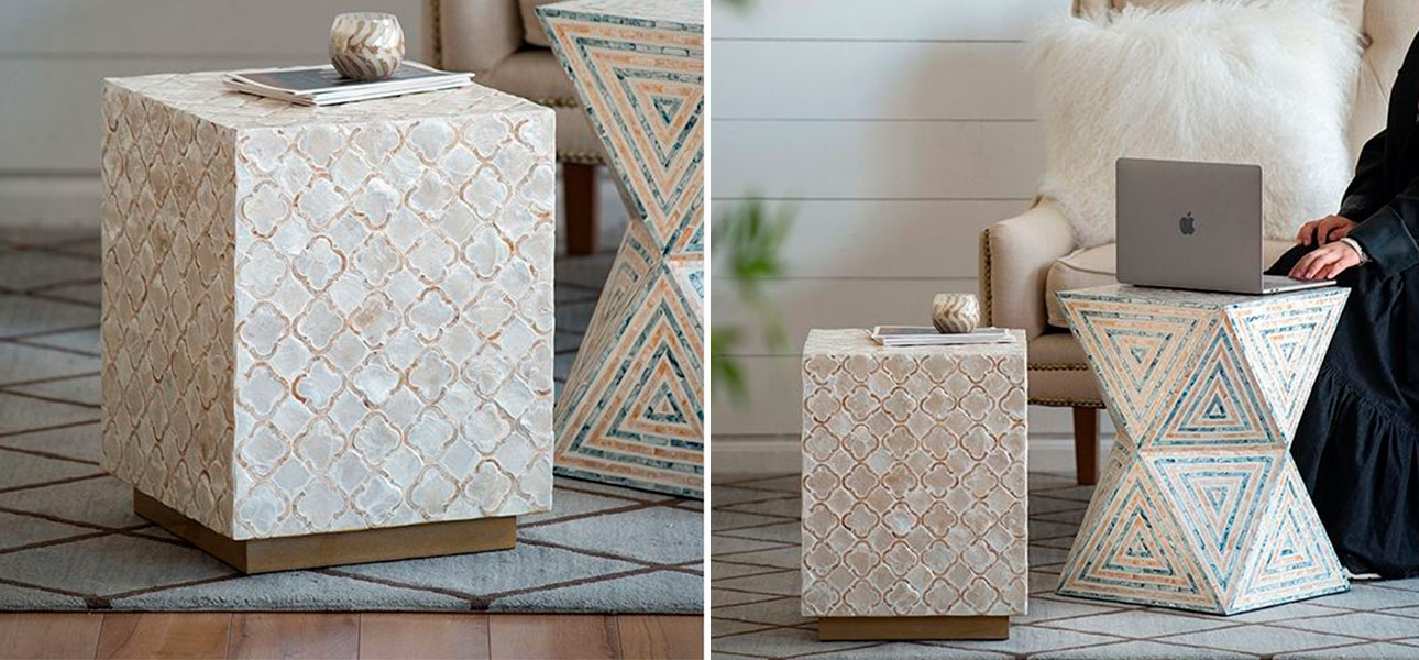 Столик квадратный с инкрустацией Cecil - фото