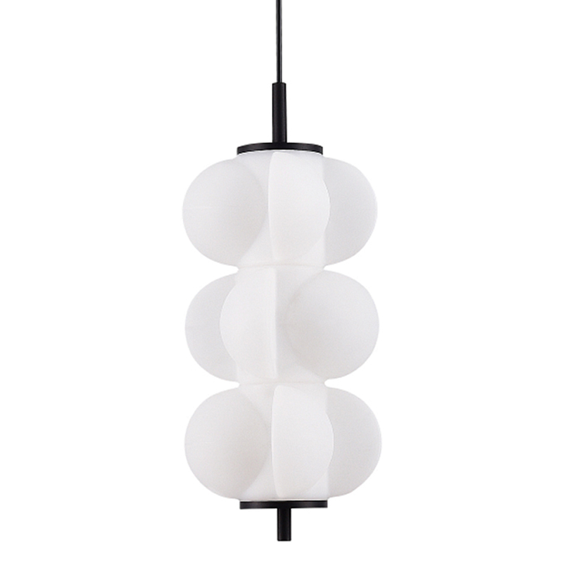 Светодиодный подвесной светильник геометрической формы с белым воздушным плафоном Glowing Cloud Белый Черный в Самаре | Loft Concept 