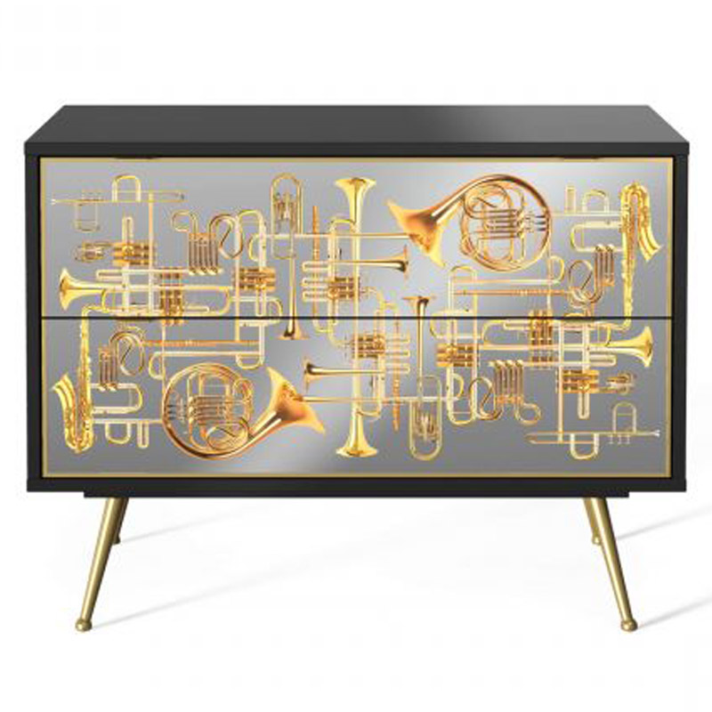 Комод Seletti Chest of Two Drawers Trumpets Золотой Черный Золотой Шампань в Самаре | Loft Concept 