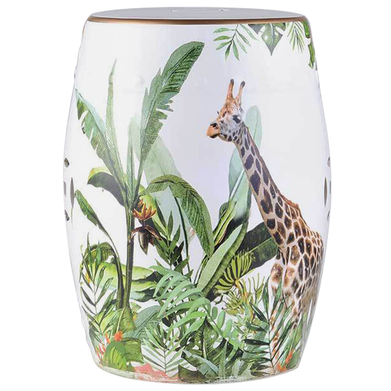 Керамический табурет Giraffe Tropical Animal Ceramic Stool White Белый Зеленый Коричневый в Самаре | Loft Concept 