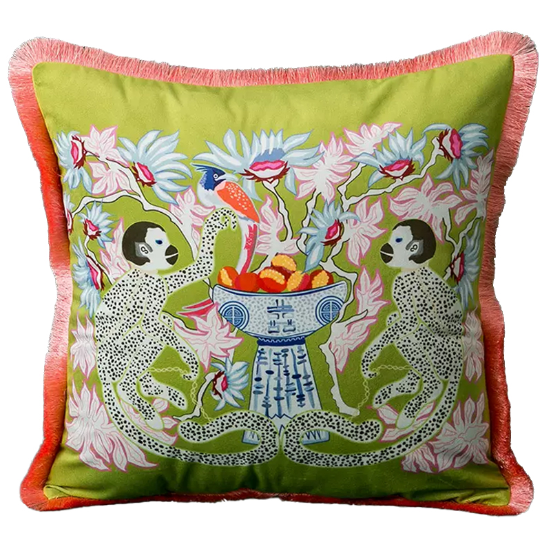 Декоративная подушка Two Monkeys Green Cushion Мульти Салатовый в Самаре | Loft Concept 