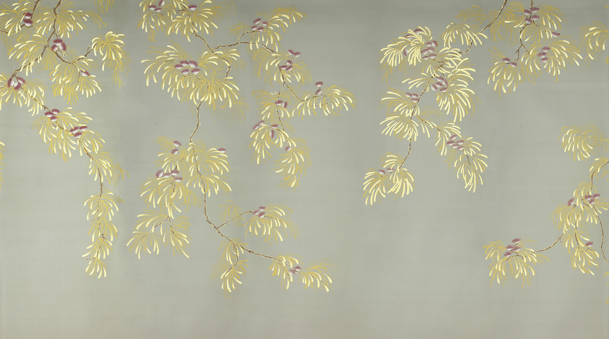 Обои ручная роспись Silk Tree Colourway SC-80 on Pale Grey dyed silk Обои ручная роспись Silk Tree Colourway SC-80 on Pale Grey dyed silk - постер Loft-Concept в Самаре