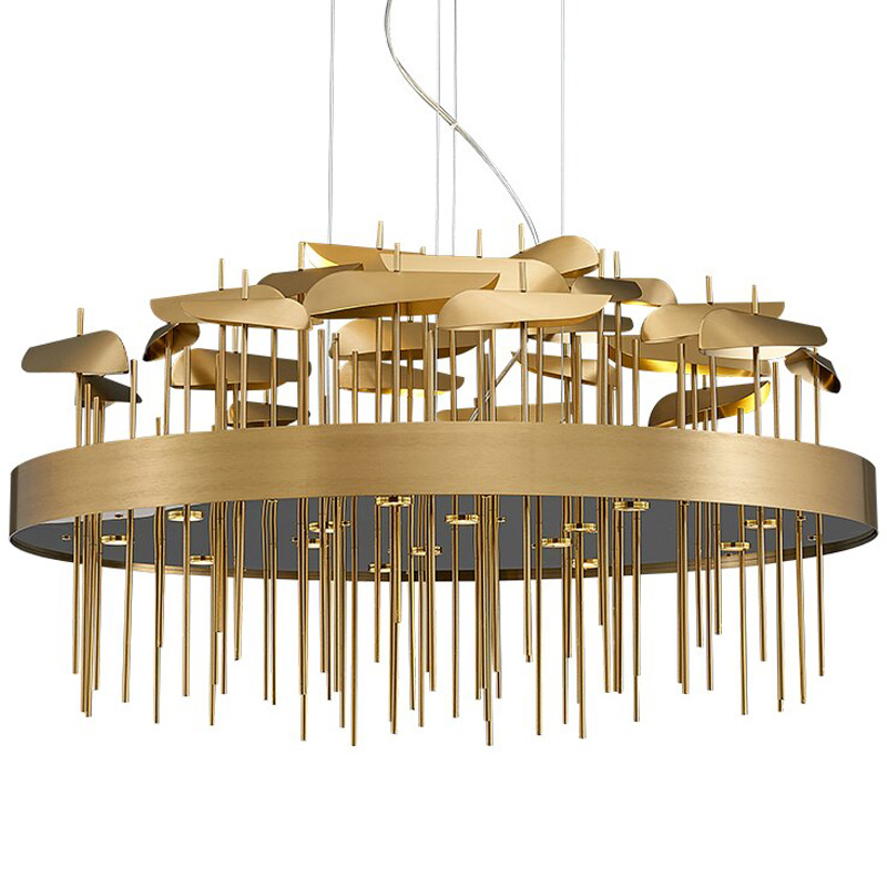 Светодиодная дизайнерская инсталляция ANODINE Perlina Disk Chandelier Золотой в Самаре | Loft Concept 