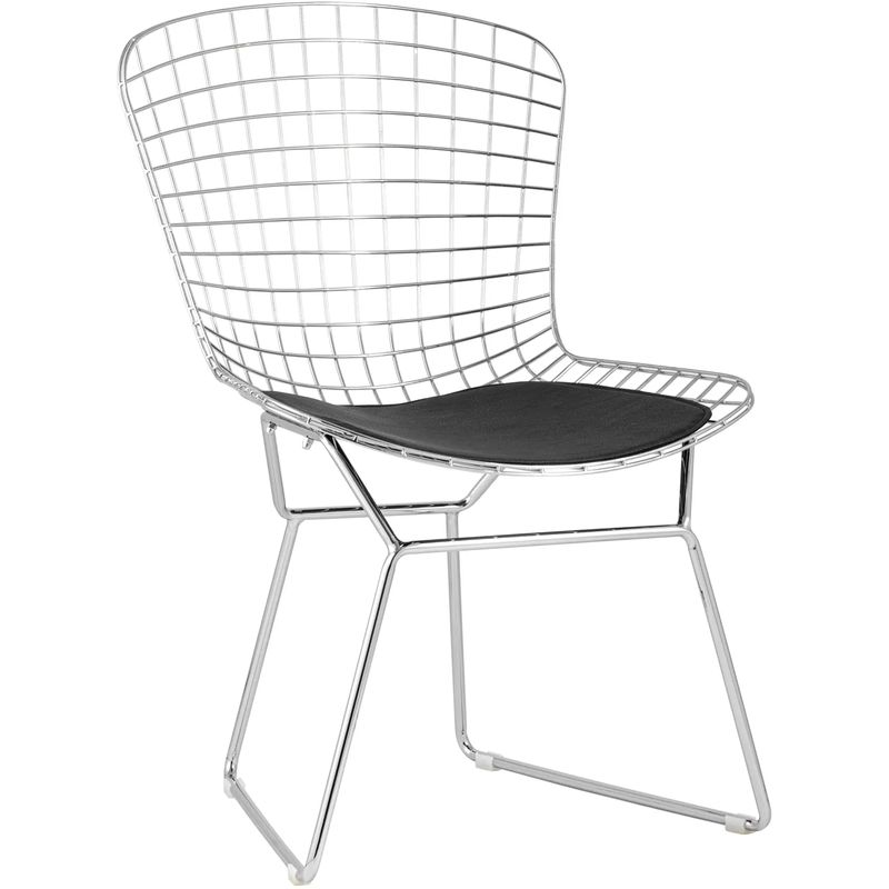 Стул Bertoia Chair Хромированный с Черной подушкой Хром Черный в Самаре | Loft Concept 