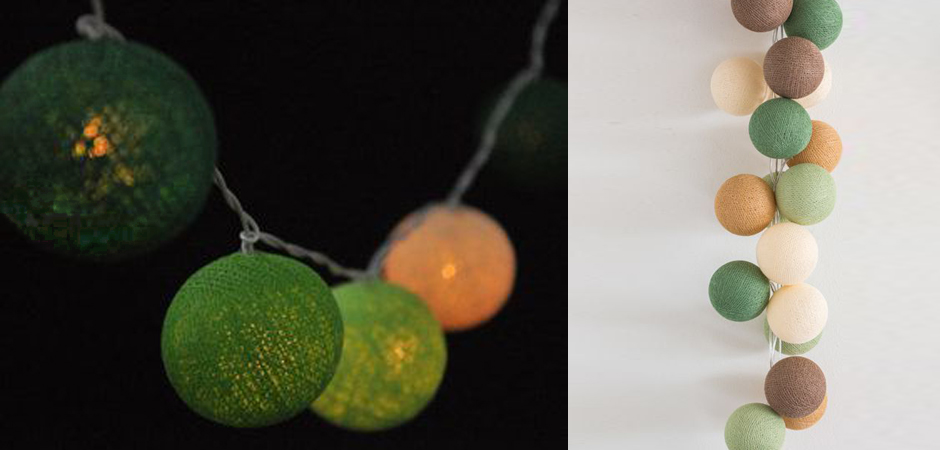 Гирлянда хлопковые фонарики Сotton Ball Forest Green - Loft-Concept в Самаре