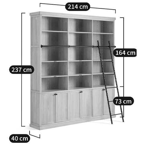 Книжный шкаф из массива сосны с металлической лестницей Burton Wood Cabinet в Самаре