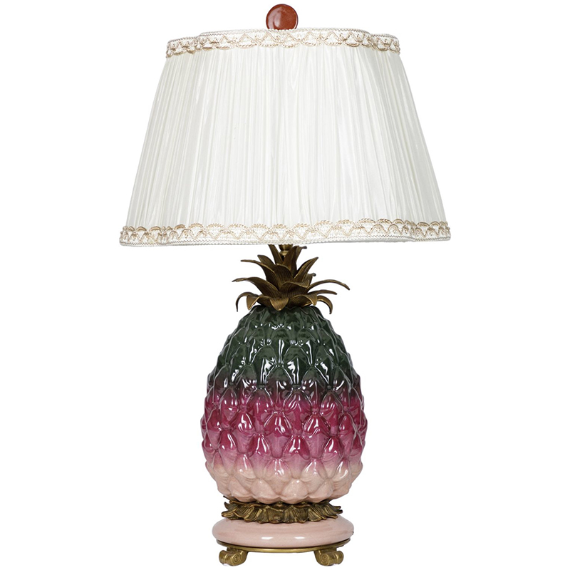 Настольная лампа с абажуром Pineapple Dark Green Purple Table Lamp Белый Бронза Зеленый Розовый в Самаре | Loft Concept 