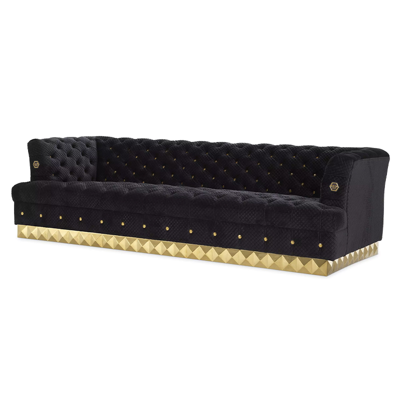 Диван Philipp Plein Sofa Rockstud S Чёрный Черный Золотой в Самаре | Loft Concept 