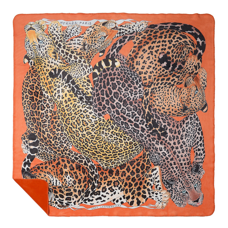 Плед Hermes Leopards Orange Оранжевый Коричневый в Самаре | Loft Concept 