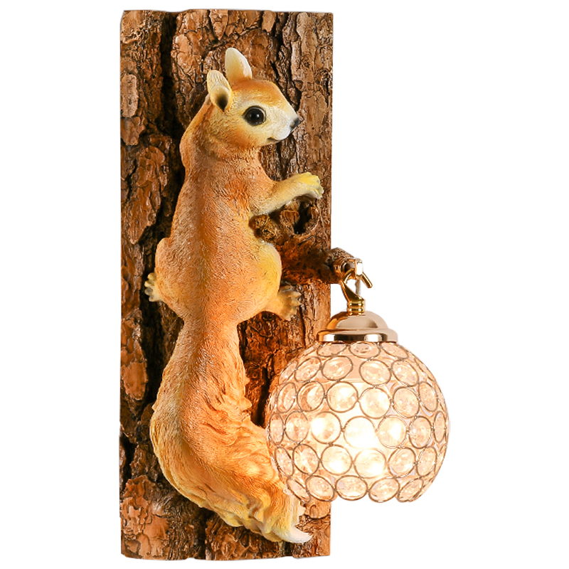 Бра для детской Белка на дереве Squirrel Wall Lamp Коричневый Оранжевый Латунь в Самаре | Loft Concept 