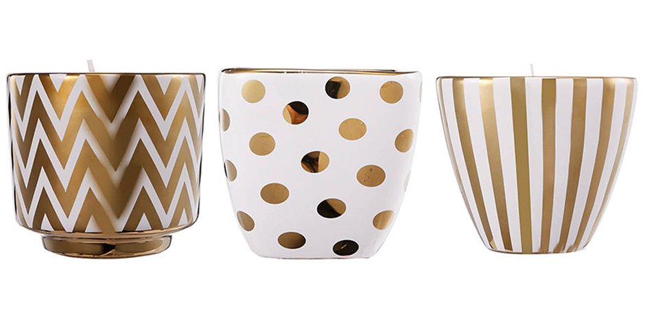 Набор из 3-х подсвечников Gold & White Ornament Набор из 3-х подсвечников Gold & White Ornament - Loft-Concept в Самаре