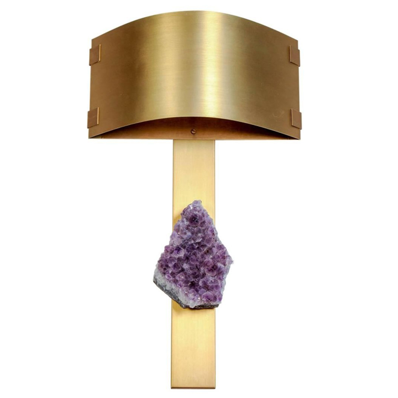 Бра Natural Amethyst and Curved Shades Wall Lamp Латунь Сиреневый в Самаре | Loft Concept 