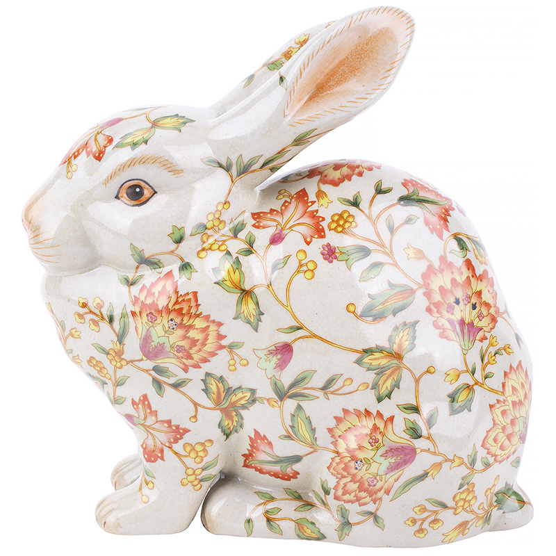 Декоративная статуэтка Porcelain Hare Statuette Белый Мульти Оранжевый Зеленый в Самаре | Loft Concept 