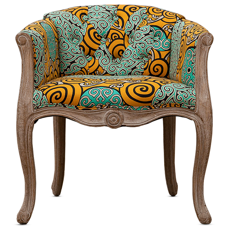 Кресло Yellow and Turquoise Ornament Chair Мульти Бежево-серый в Самаре | Loft Concept 