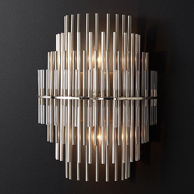 Бра Restoration Hardware Emile Sconce Chrome Прозрачный Латунь Античная полированная Оловянный в Самаре | Loft Concept 