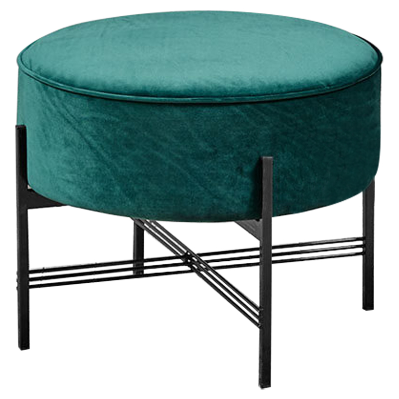 Пуф изумрудного цвета велюровый Sanjay Velour Pouf Emerald Изумрудный Черный в Самаре | Loft Concept 