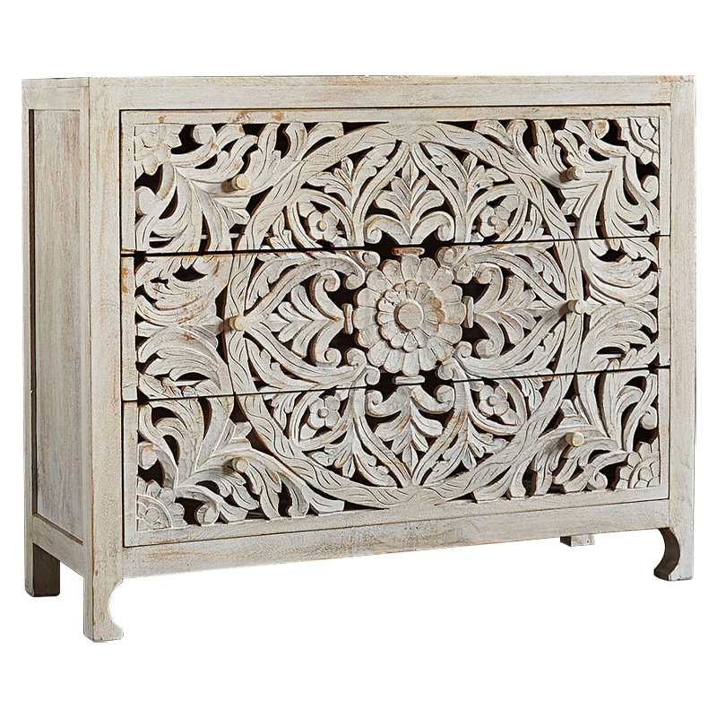 Комод Indian Antique White Furniture Chest of Drawers Kailash белый Белый в Самаре | Loft Concept 