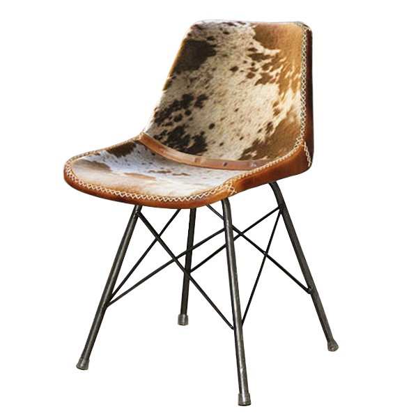 Стул лофт шкура коровы Cowhide Schoolhouse Chair Коричневый Черный в Самаре | Loft Concept 