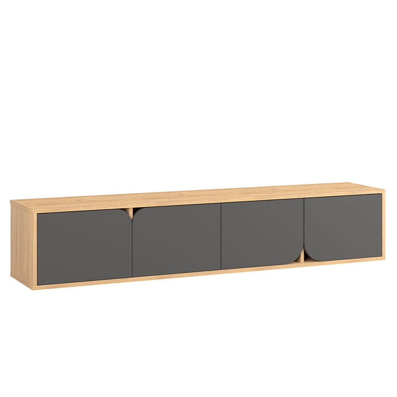 ТВ-тумба подвесная цвета древесины с 4-мя темно-серыми дверцами SPARK TV STAND OAK ANTHRACITE Серый Древесина в Самаре | Loft Concept 