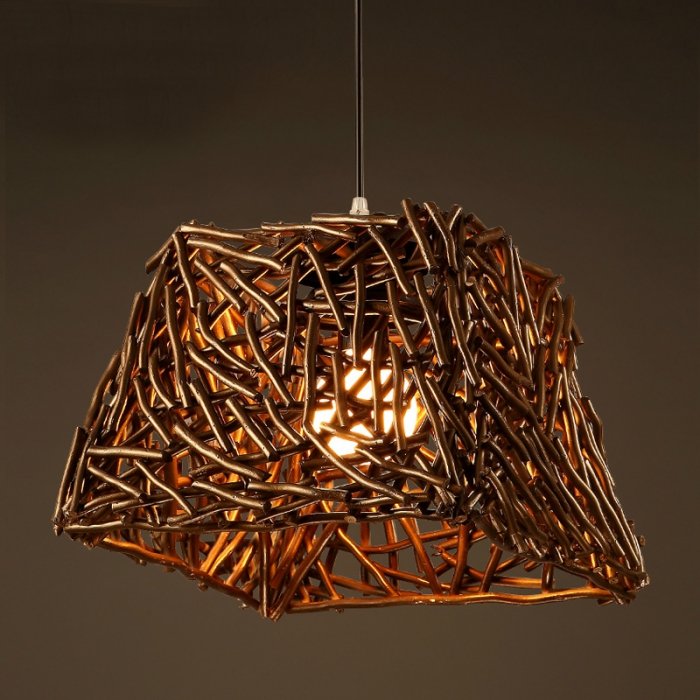 Подвесной светильник Old Wicker Pendant Cub Коричневый в Самаре | Loft Concept 