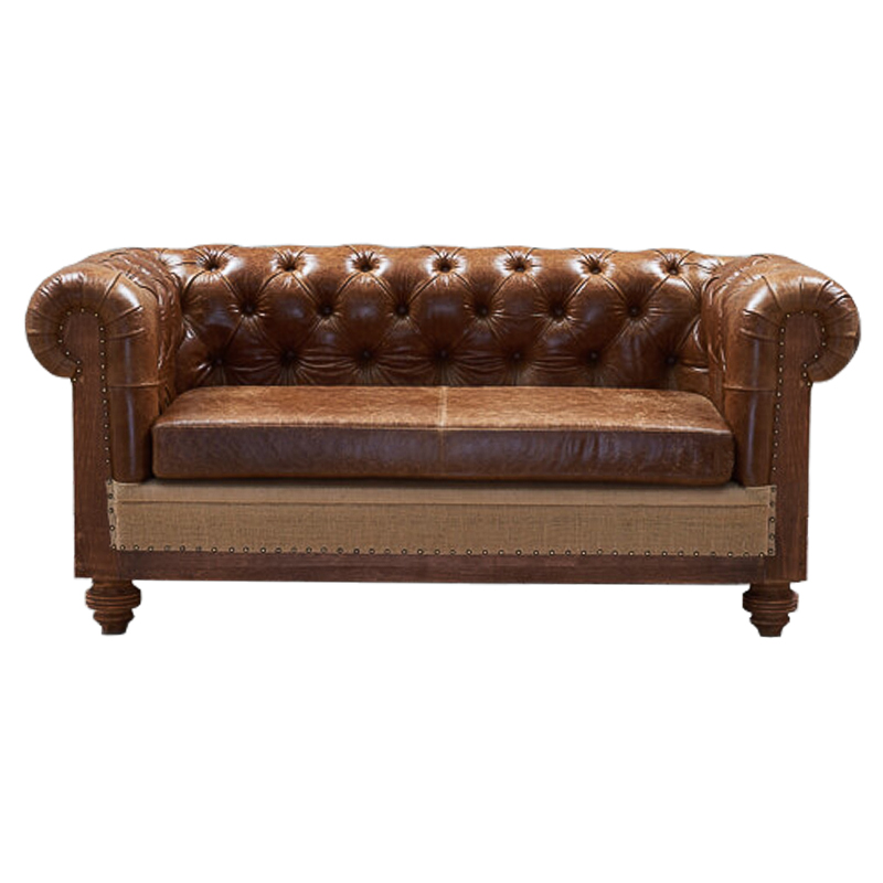 Диван Deconstructed Chesterfield Sofa double Brown leather Коричневый ivory ( слоновая кость ) в Самаре | Loft Concept 