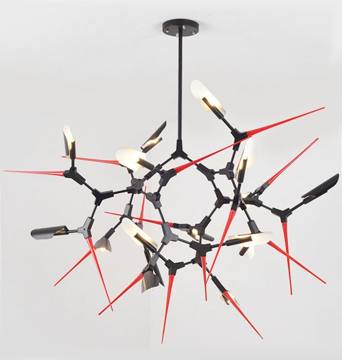 Люстра Red Spikes Chandelier 16 Черный Красный в Самаре | Loft Concept 