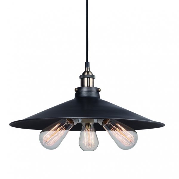 Подвесной светильник 20th C. Factory Filament Metal Triple Pendant Black Черный в Самаре | Loft Concept 