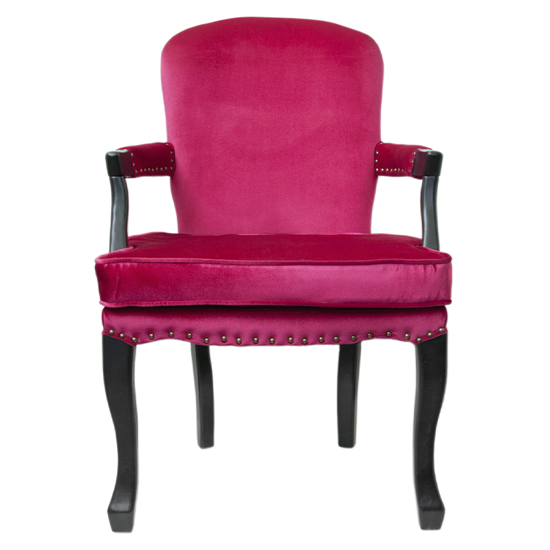 Кресло Aubrey Classical Armchair rose velour Малиновый (Crimson) Черный в Самаре | Loft Concept 