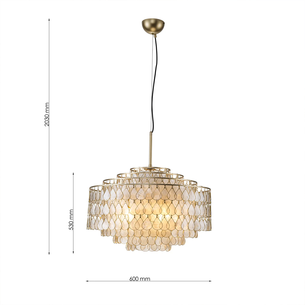 Люстра многоярусная с декором из натуральной морской ракушки Iridescent Light в Самаре