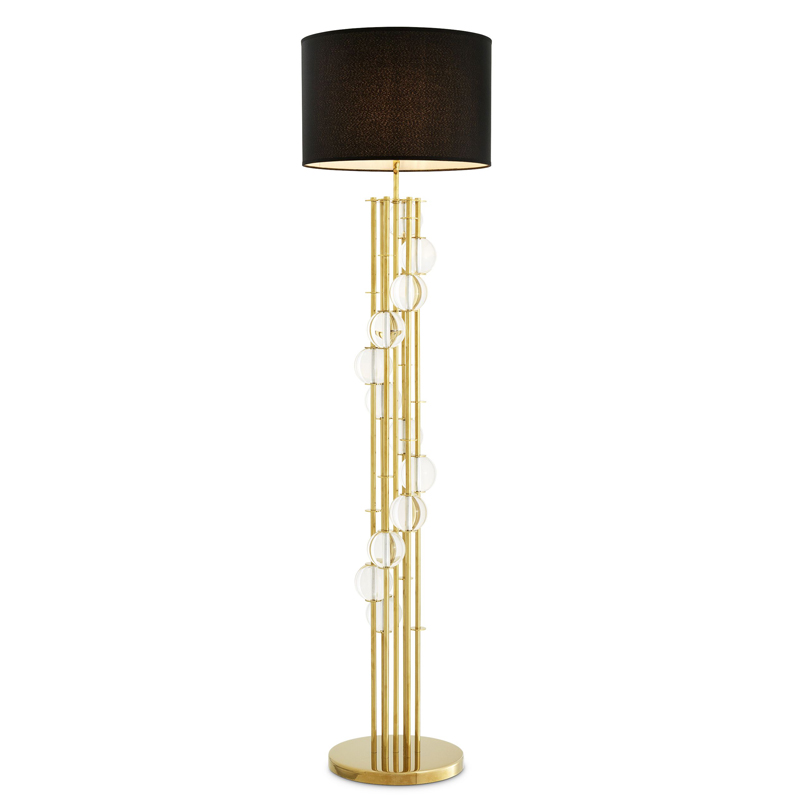 Торшер Eichholtz Floor Lamp Lorenzo Gold & black Глянцевое золото Черный Прозрачный в Самаре | Loft Concept 