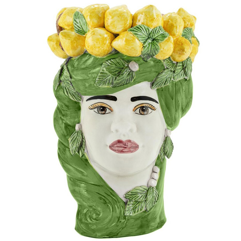 Ваза Vase Lemon Head Lady Green Зеленый Желтый Белый в Самаре | Loft Concept 